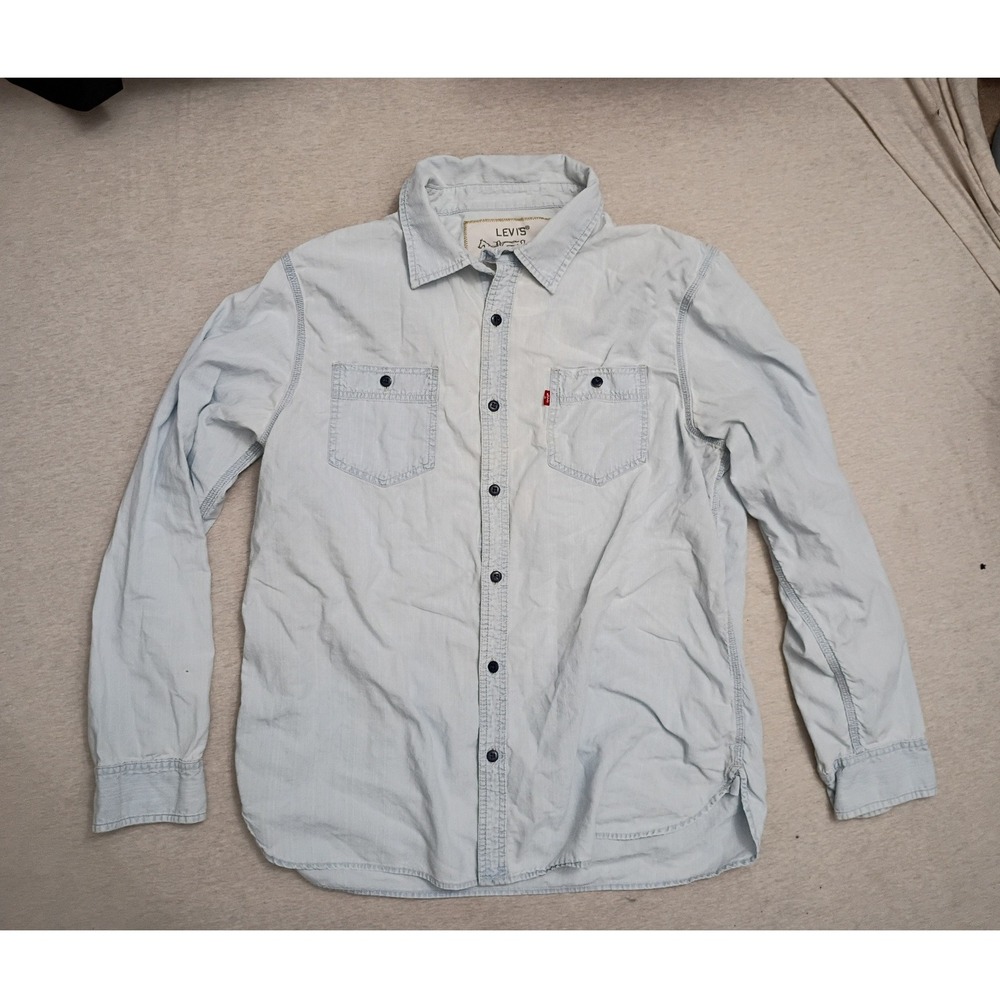 Levis Womens XXL Light Wash Denim Button Down Shirt Long Sleeve Cotton 331-1155